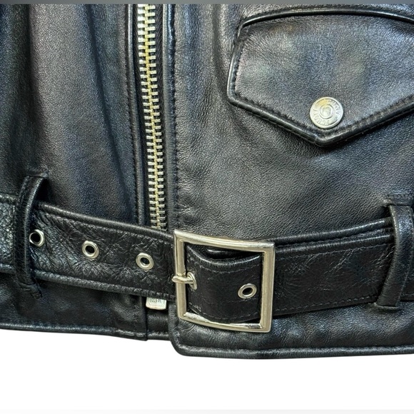 Schott NYC Vintage Distressed Women’s Black Moto Leather Jacket Size Medium - Picture 9 of 15